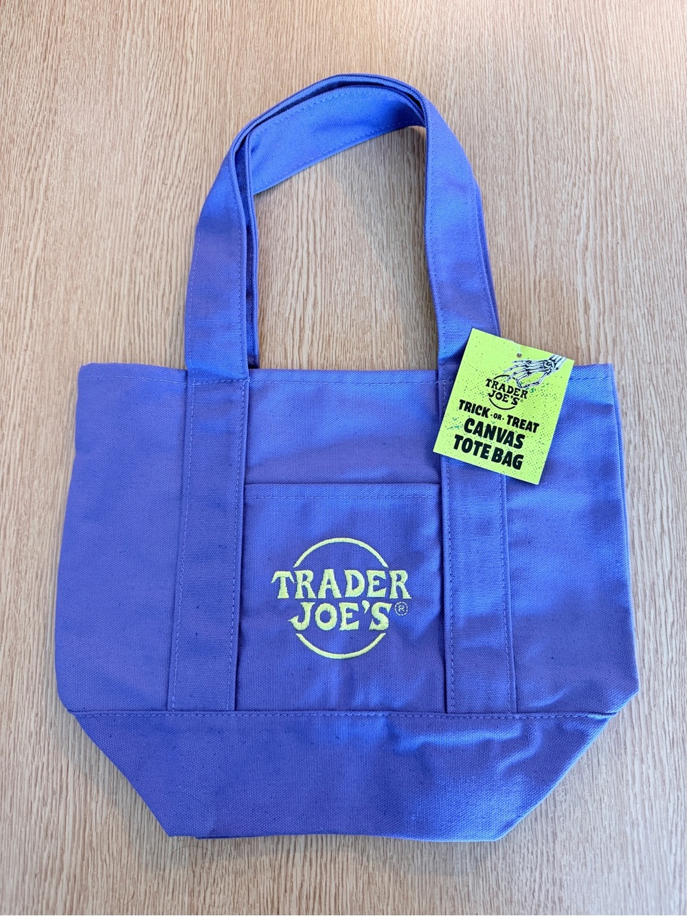 Purple Canvas Tote Bag with Front Pocket